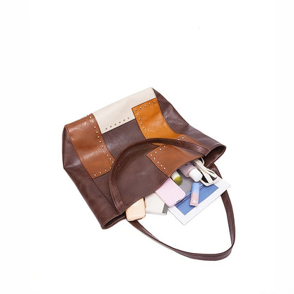 Vintage-Inspired Patchwork Tote Handbag