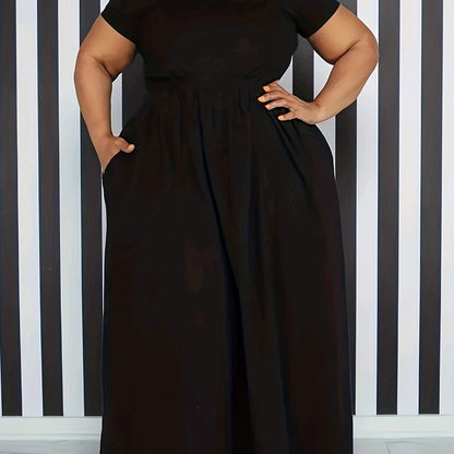Solid Color Short Sleeve Dress