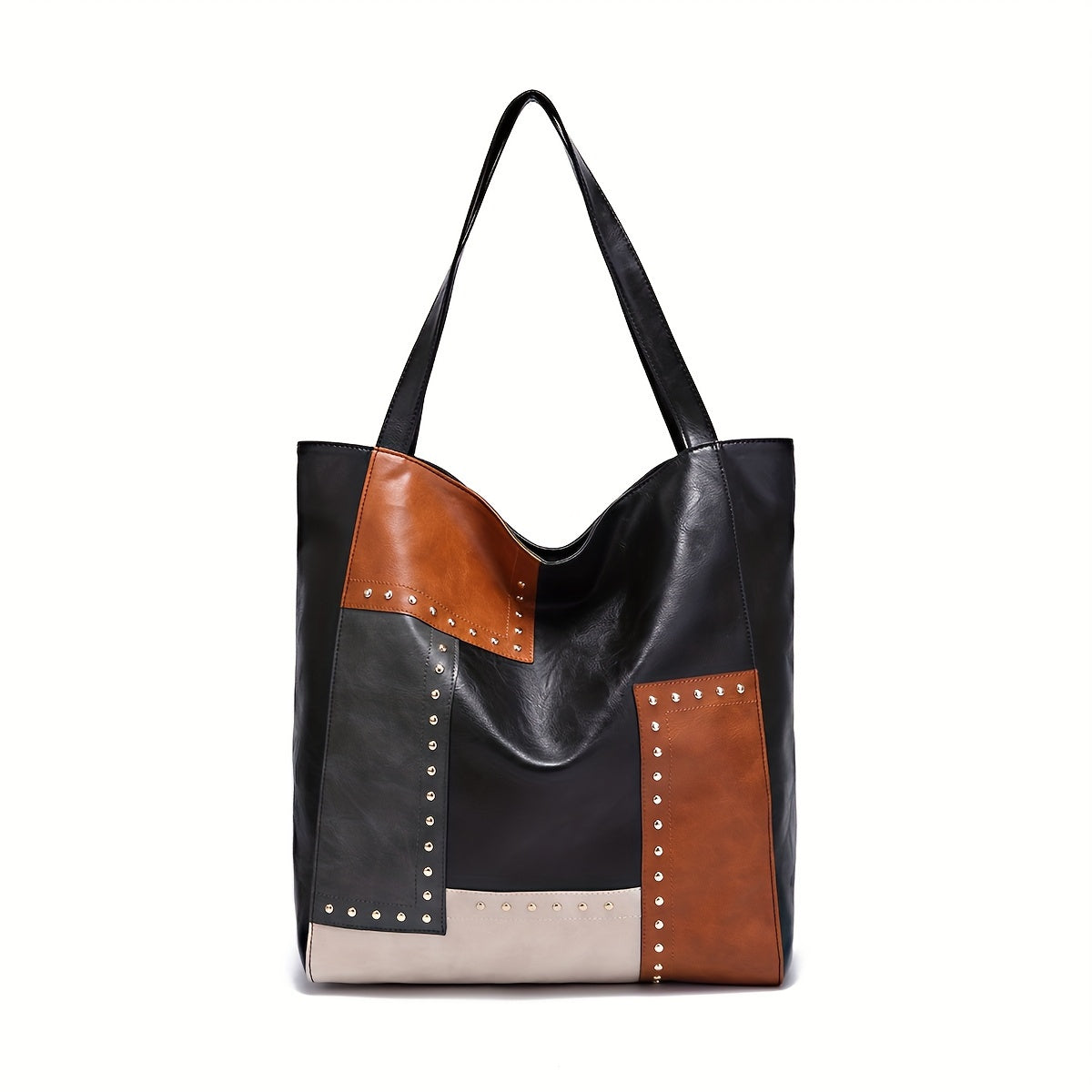 Vintage-Inspired Patchwork Tote Handbag