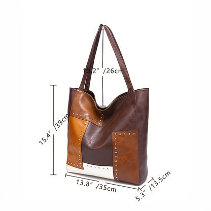 Vintage-Inspired Patchwork Tote Handbag