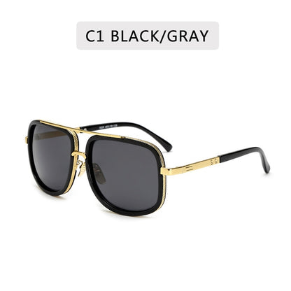 Big Frame Square  Metal Retro Sunglasses