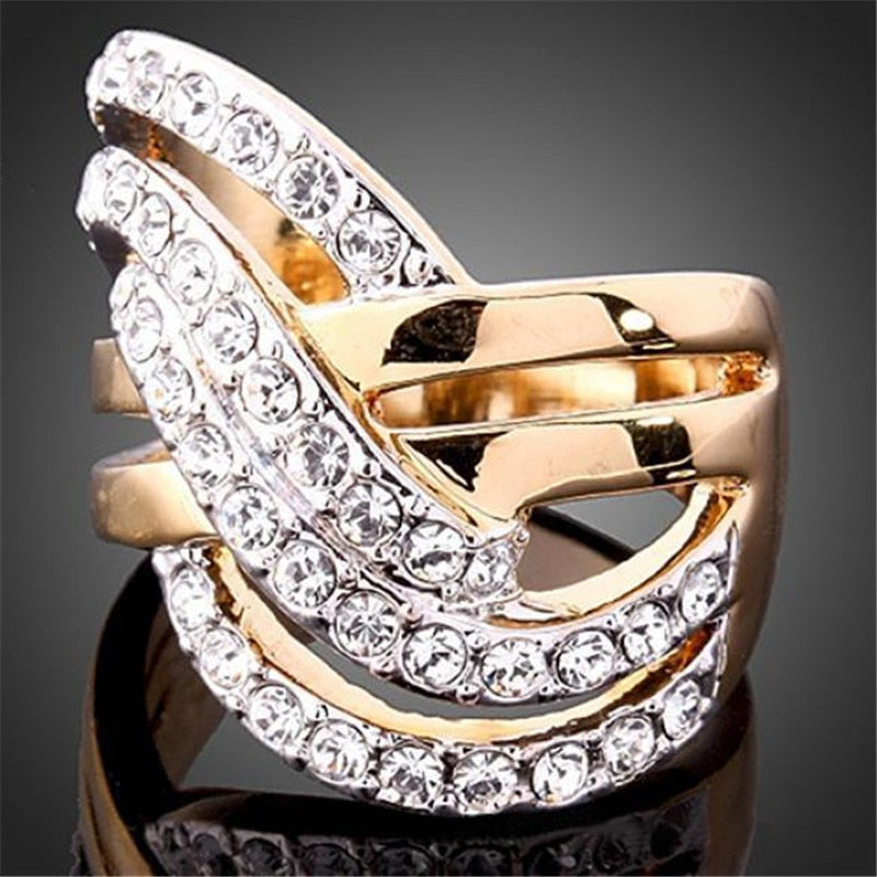 Cross Design Inlaid Crystal Zirconia Engagement Ring