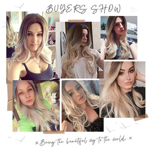 Blonde Platinum Long Wavy Middle Part Natural Heat Resistant Synthetic Wig