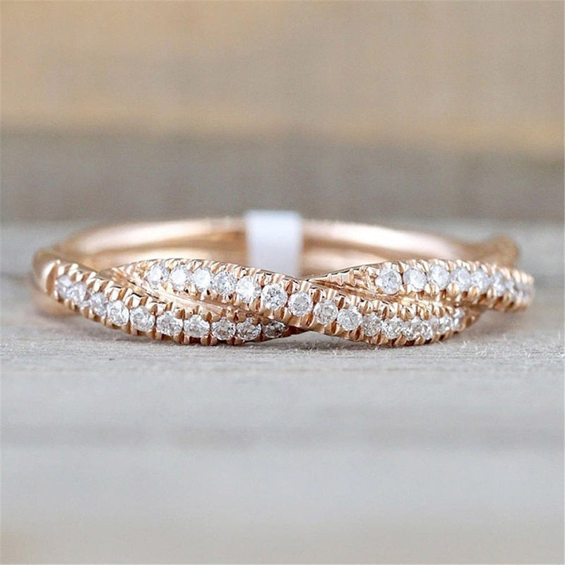 Cross Design Inlaid Crystal Zirconia Engagement Ring