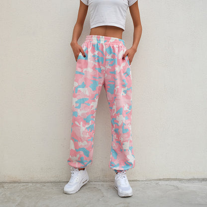 Camouflage Print High Waist Athleisure Pants