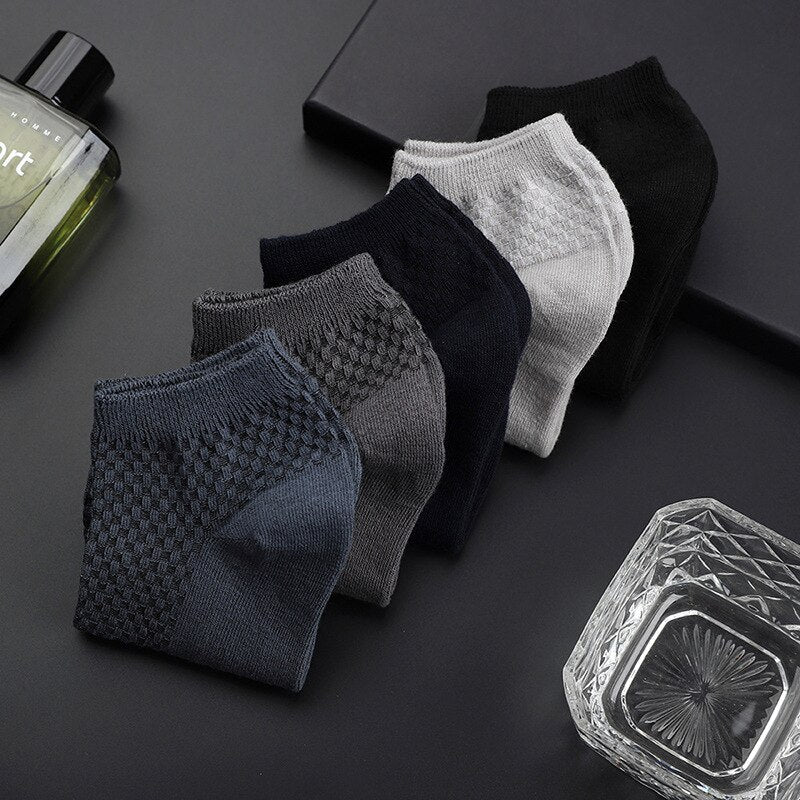 5 Pairs Men Short Socks Bamboo Fiber High Quality Crew Ankle Casual Business Breathable Soft Compression Low-Cut Socks for Male