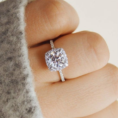 Cross Design Inlaid Crystal Zirconia Engagement Ring