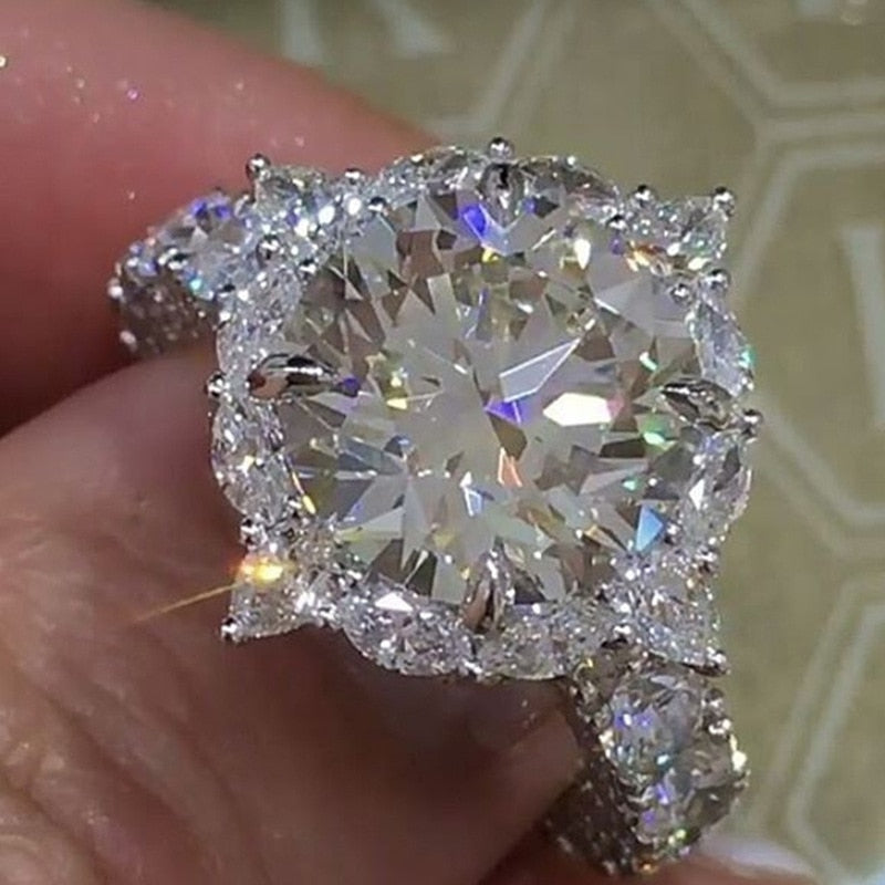 Cross Design Inlaid Crystal Zirconia Engagement Ring