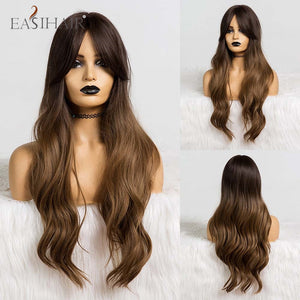 Blonde Platinum Long Wavy Middle Part Natural Heat Resistant Synthetic Wig