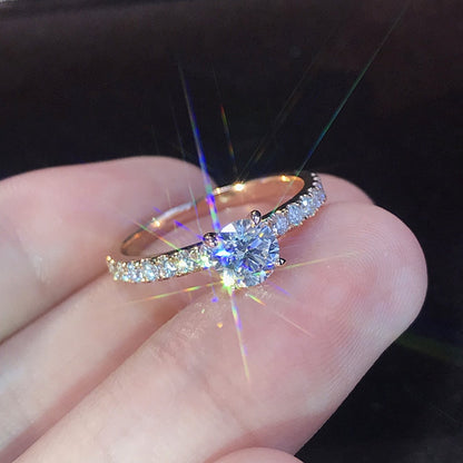 Cross Design Inlaid Crystal Zirconia Engagement Ring