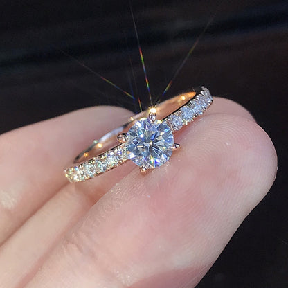 Cross Design Inlaid Crystal Zirconia Engagement Ring