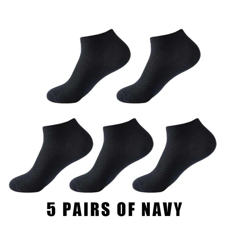5 Pairs Men Short Socks Bamboo Fiber High Quality Crew Ankle Casual Business Breathable Soft Compression Low-Cut Socks for Male