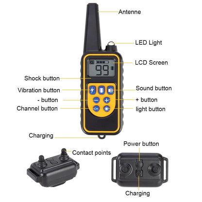 Waterproof Rechargeable Remote Control 800m Digital Dog Training Collar