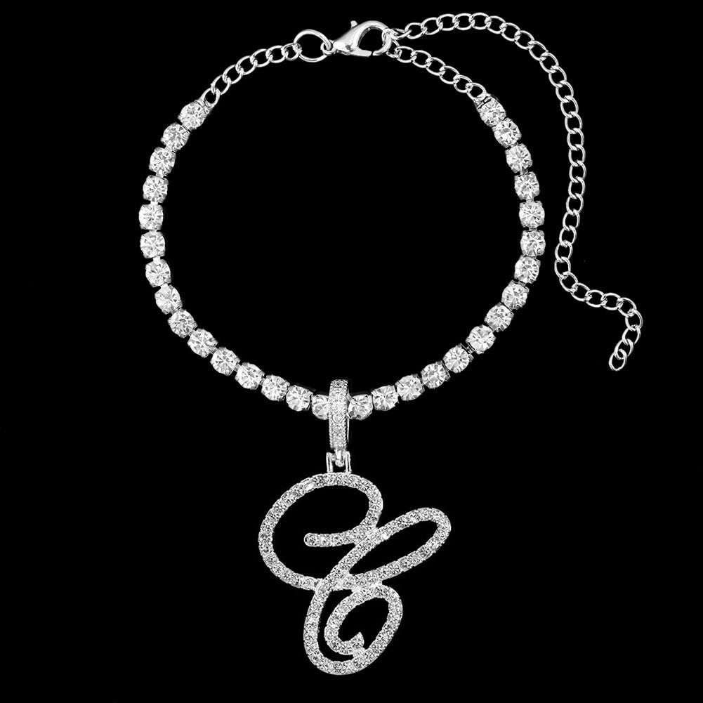 Cursive Letter Cubic Zircon Anklet