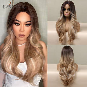 Blonde Platinum Long Wavy Middle Part Natural Heat Resistant Synthetic Wig