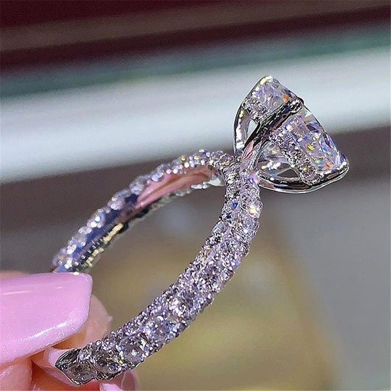 Cross Design Inlaid Crystal Zirconia Engagement Ring