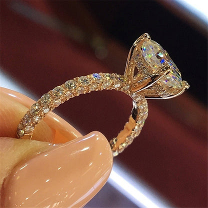 Cross Design Inlaid Crystal Zirconia Engagement Ring